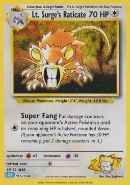 Lt. Surge's Raticate (CLB 016)
Pokémon Trading Card Game Classic: Blastoise & Suicune ex Deck
